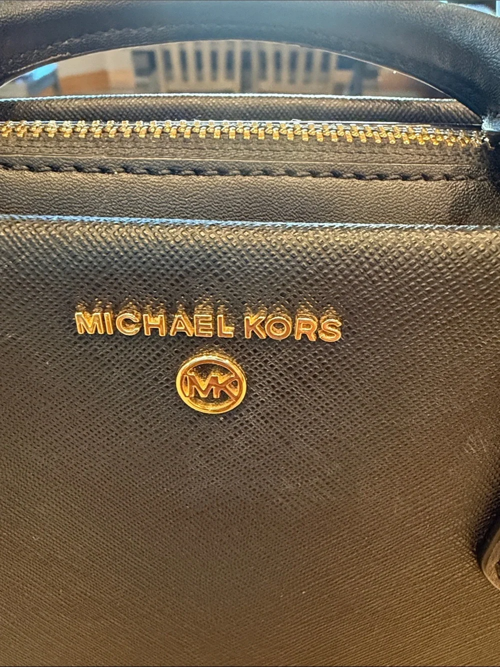 Michael Kors Black Mini Saffiano Satchel with Gold Hardware (no crossbody strap)